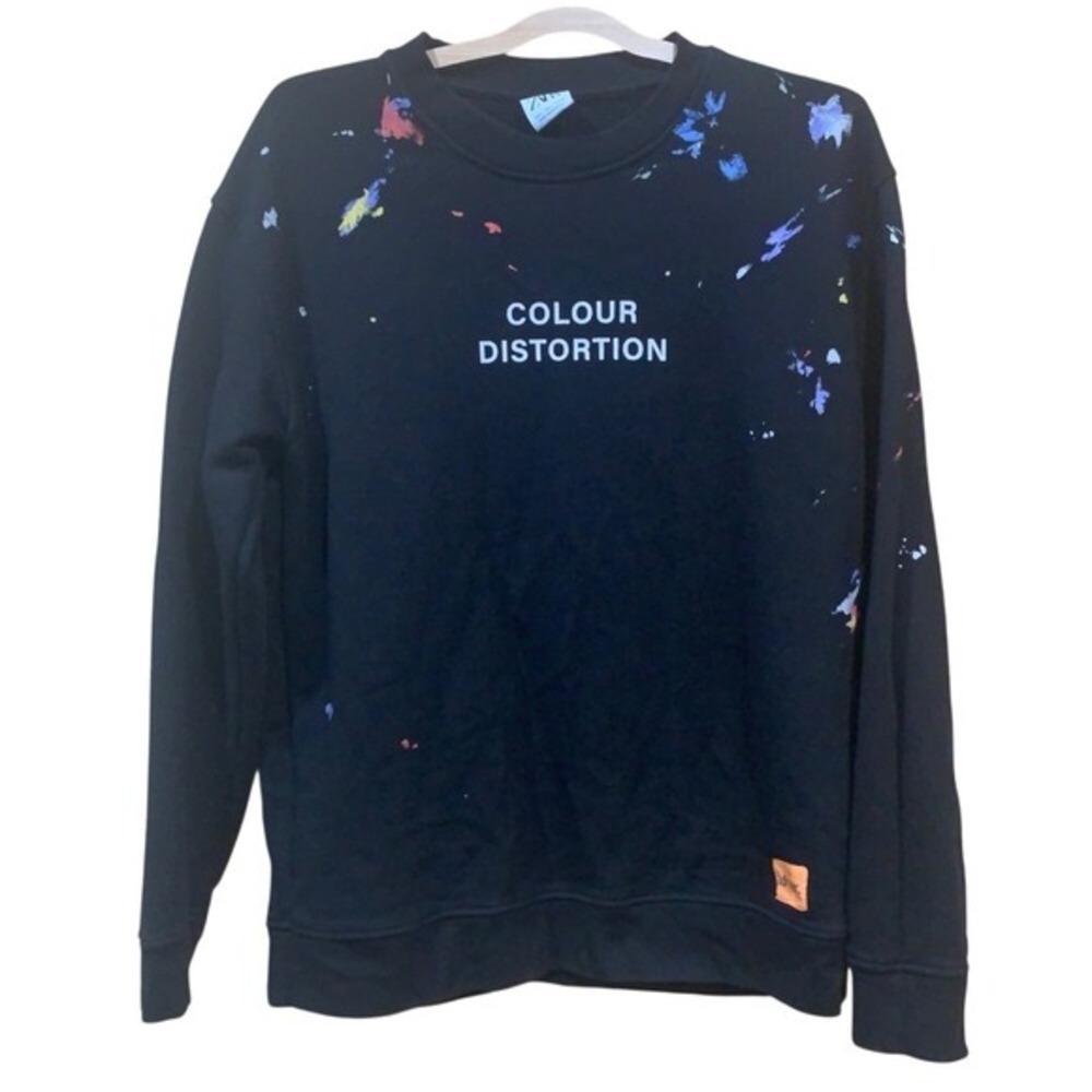 ZARA Colour Distortion‎ Paint Splatter Sweatshirt Black Graphic Crewneck Large